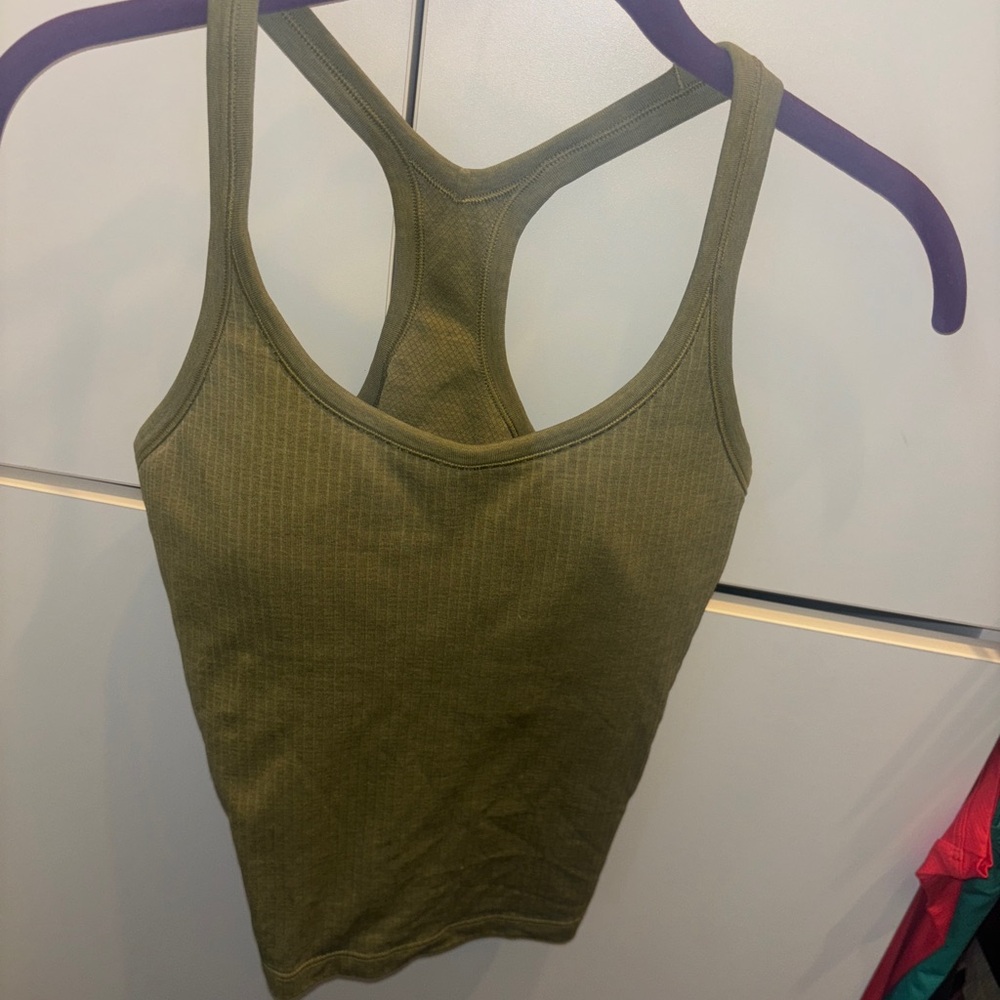 Lulu Olive Green Ribbed Tank Top